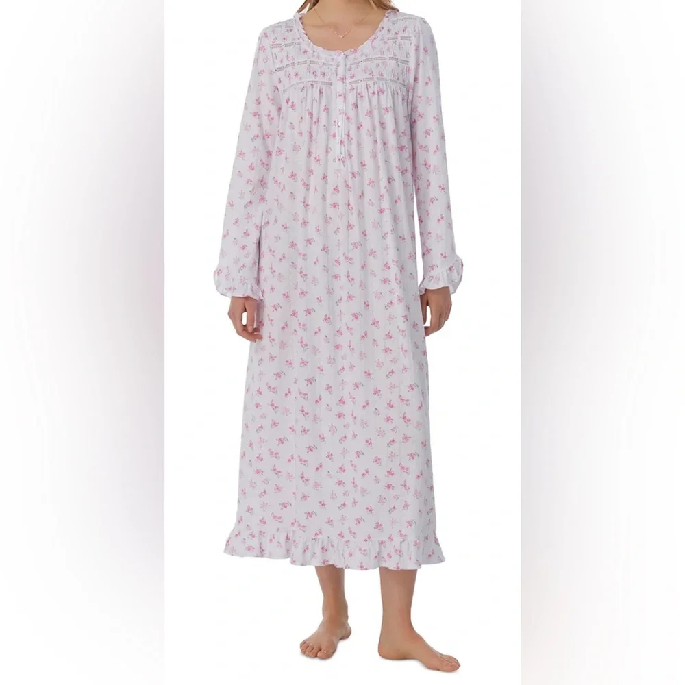NWT West ROSEBUDS Pointelle SOFT Modal Long Sleeve Ballet Nightgown Size M - Picture 1 of 7